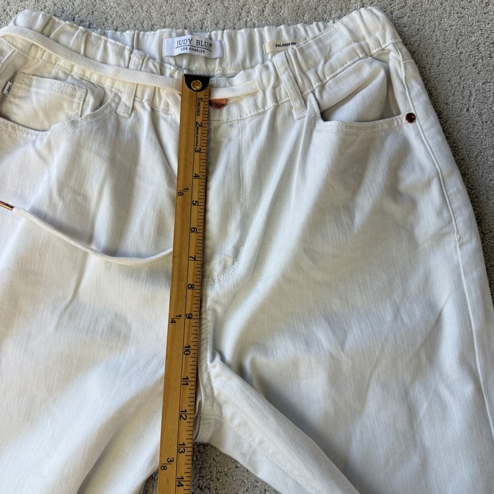 Judy Blue Palazzo Pants Womens 7/28 Long White Featherweight Elastic Drawstring - Picture 11 of 16